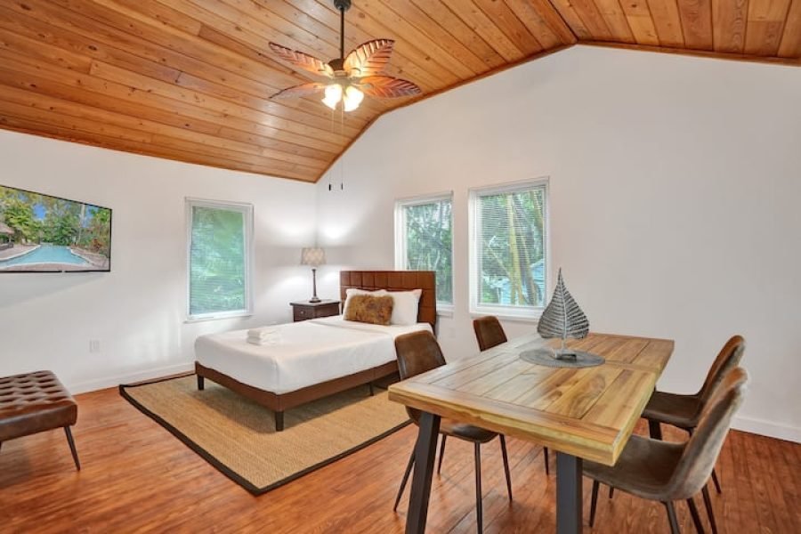 Oásis tropical: estúdio com piscina