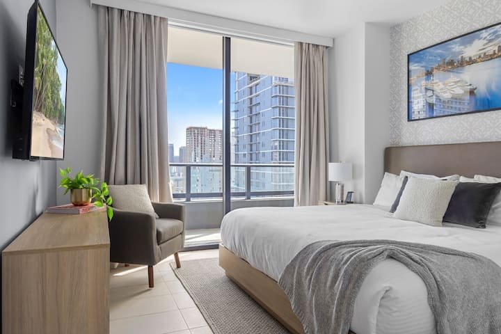 2414 | Estadia chique em Miami com vista para a baía e a cidade | Piscina