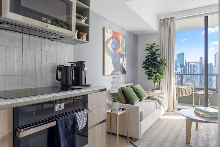 2414 | Estadia chique em Miami com vista para a baía e a cidade | Piscina