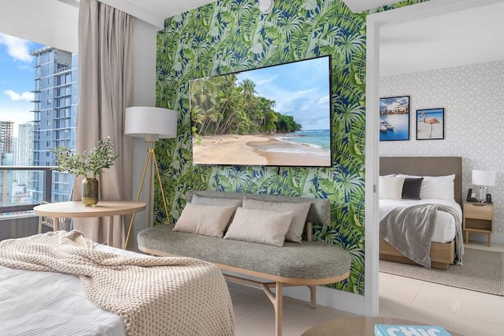 2414 | Estadia chique em Miami com vista para a baía e a cidade | Piscina