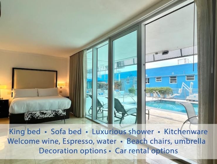 Linda suíte lateral da piscina | 3 min da praia