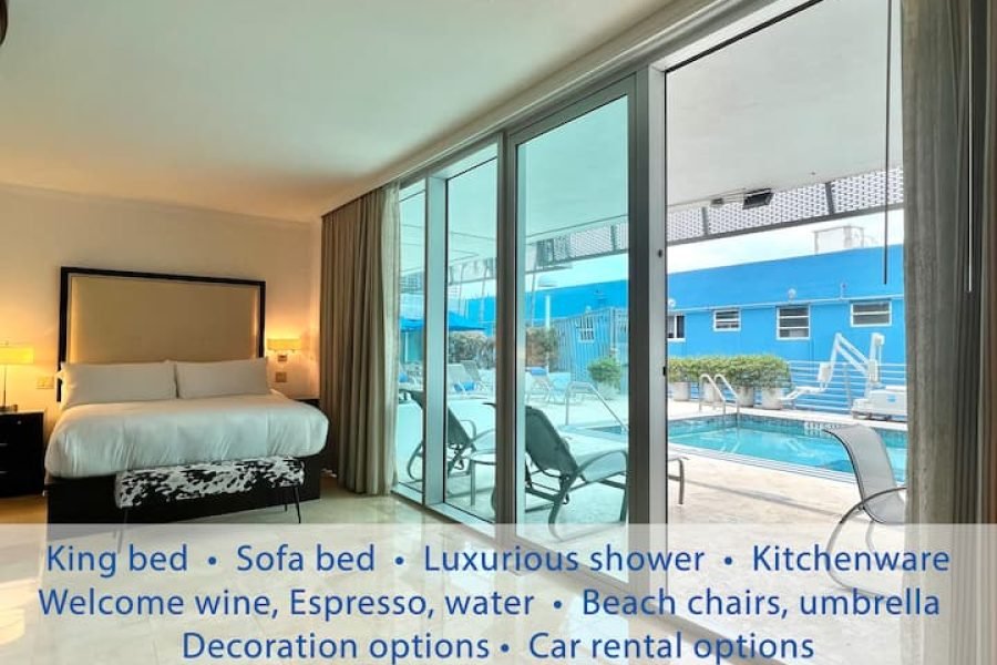 Linda suíte lateral da piscina | 3 min da praia