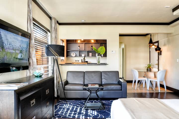 Apartamento estúdio, 2 camas queen size, cozinha, terraço