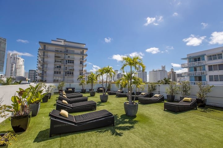 Apartamento estúdio, 2 camas queen size, cozinha, terraço