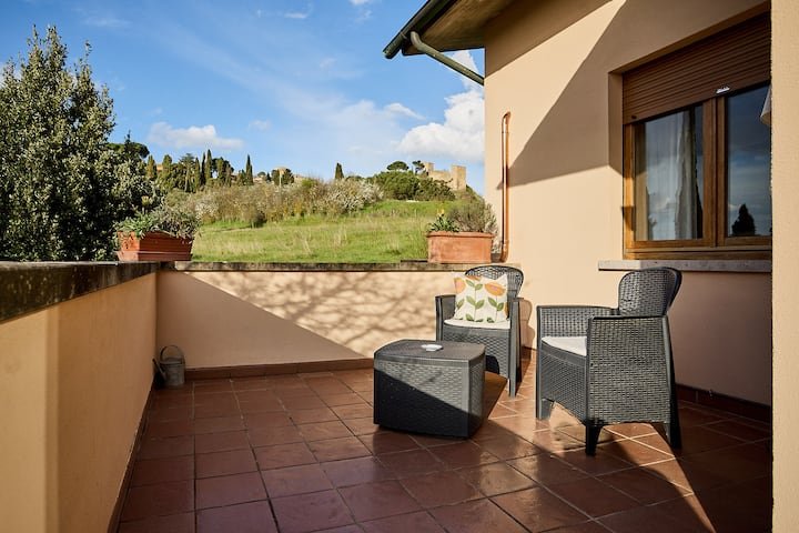 Apartamento toscano com terraço panorâmico em Pienza