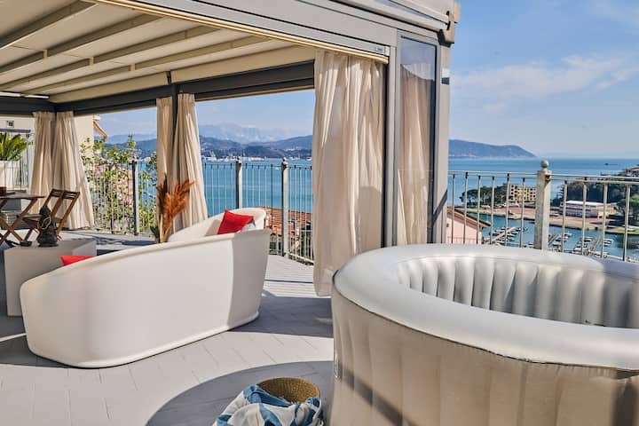 [Maravilhosa VISTA para o MAR e jacuzzi]Cadimare/5TERRE