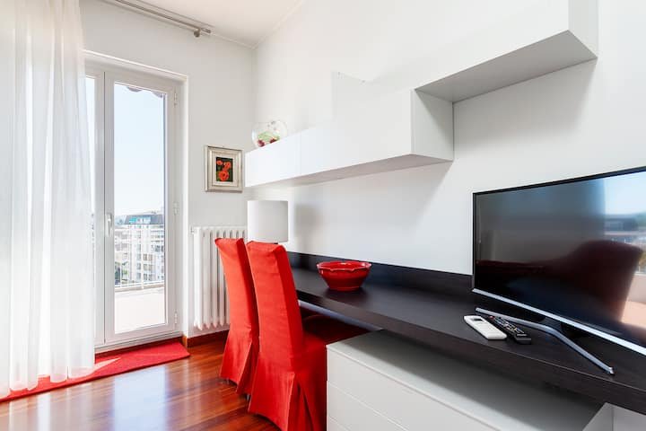 A cobertura vermelha – terraço 2 quartos parque privado