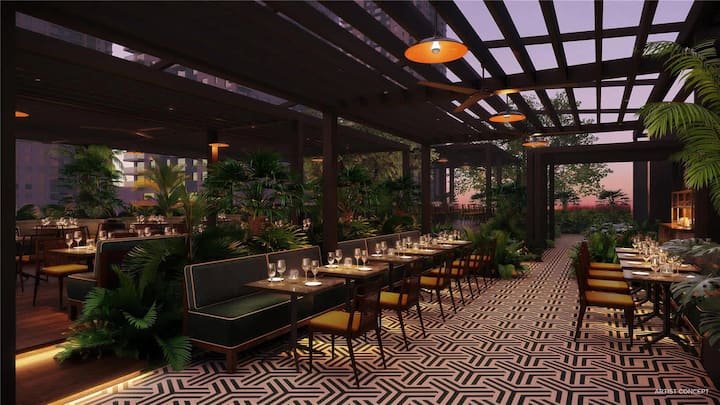 1 QT – Vista da cidade, academia e piscina