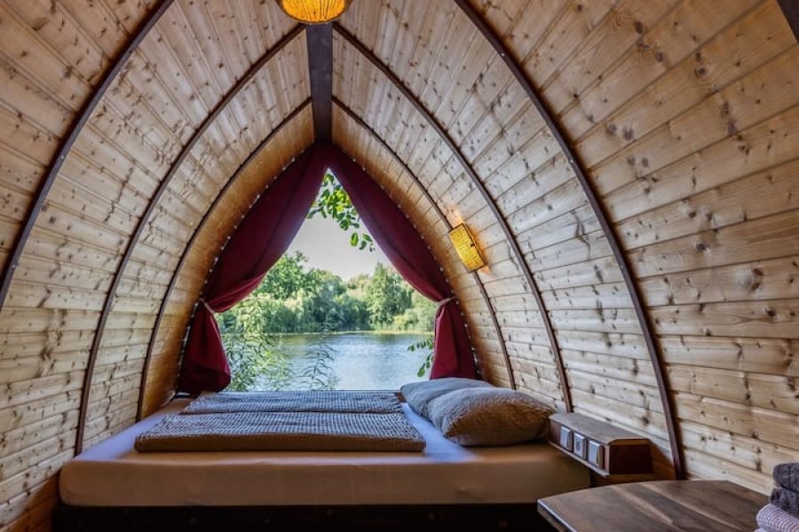 Cabana romântica à beira do lago, sauna