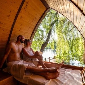 Cabana romântica à beira do lago, sauna