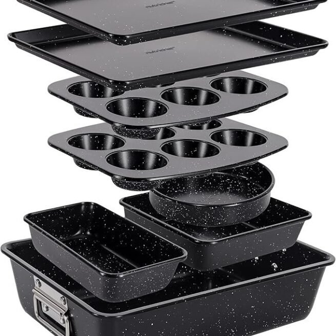 NutriChef Conjunto de assadeiras empilháveis de 8 peças